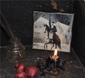 Belsnickle On a Horse-santa, belsnickle, horse, canvas, christmas, holiday