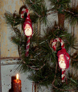 Hand sculpted Candy Cane Santa-santa, candy cane, christmas, ornament
