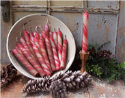 Red and White Candle Cane Tapers-