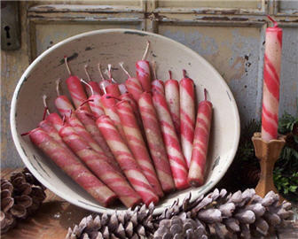 Red and White Candle Cane Tapers-candle, taper, candy cane, peppermint