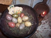 Aged Colored Mache' Eggs-mache, colored, eggs