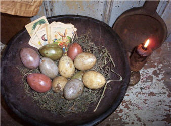 Aged Colored Mache' Eggs-mache, colored, eggs