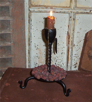Iron Candle Holder with Pan Bottom-